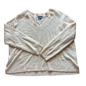 Biltmore Womens Cashmere Sweater Pullover Boxy V Neck Long Sleeve Ivory Size XXL